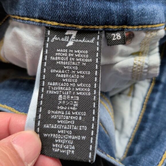 7 For All Mankind Dojo Jeans Womens 28 Blue Flare Stretch Denim 34" Inseam Boho - Picture 4 of 14